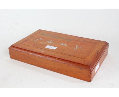 Chinese Mah-Jong set, the box with sliding lid enclosing Chad Valley booklet and pieces