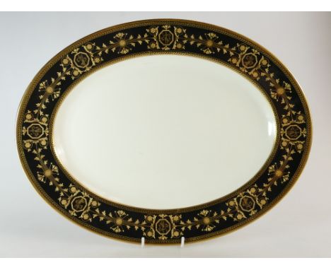 Wedgwood Astbury prestige oval platter raised gold decoration, back stamp stretched 39cm diameter  