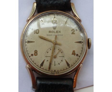 ROLEX 9ct gold gents wristwatch circa 1950's, 30.5mm wide, NOT including winding button. Not working but trips through slowly