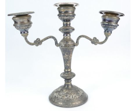 Silver filled candelabra, hallmarked for Birmigham 1975, total weight 736.1 grams