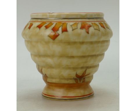 Charlotte Rhead Crown Ducal vase decorated in the Spanish Tree design, height 13.5cm