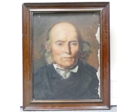Oil painting on board of portrait of Ola Lambert a character of Erdington near Birmingham (some damage)