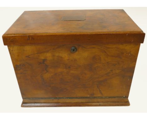 Edwardian large walnut fall front stationary cabinet - 42cm x 25cm x 31cm high.