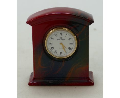 Royal Doulton Flambe prototype small mantle clock, signed AM, height 8.25cm
