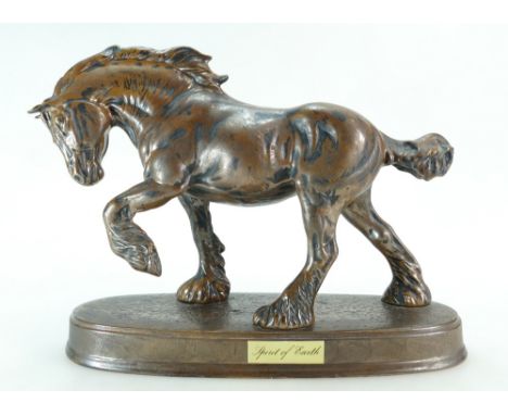 Beswick Spirit of Earth Shire horse on ceramic base in copper finish from the Brittania collection