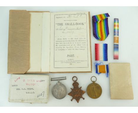 WWI medals trio group, 16415 - Pte SD Hulme, Shropshire Light Infantry. SD Hulme is related to another medal group (AJ Hulme)