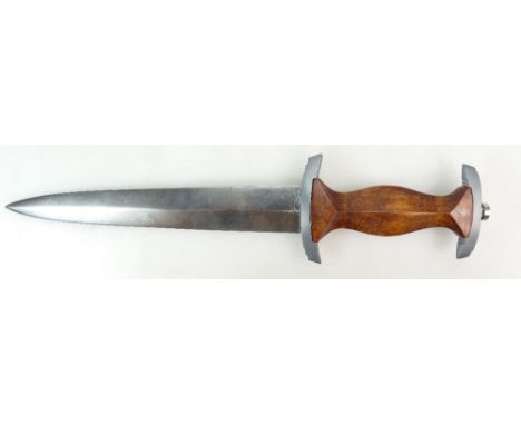 WWII German Army Officers Dress Dagger with later wood handle without scabbard, length 34cm