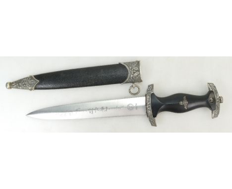 Reproduction WW2 German SS Honour Dagger with decorated metal and leather scabbard