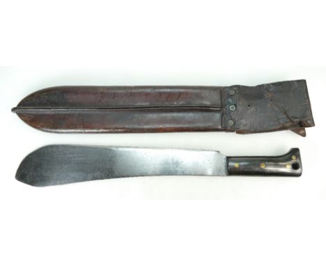 LEGITINUS COLLINS & CO 1940 Machete, NO 1250 in leather scabbard, condition report, machete & scabbard both have signs of wea