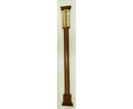 Comitti & Son London Ivorine dial mahogany stick barometer 