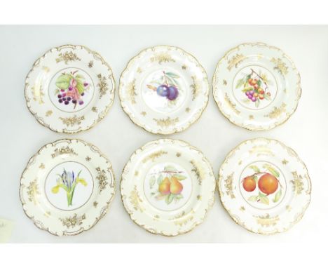 A collection of Minton gilded cabinet plates decorated with various fruits and signed by artists G Walters, W Tipton and R Gr