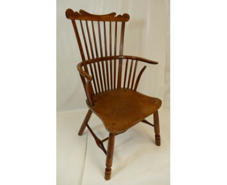 19th century Yew stick back Windsor arm chair