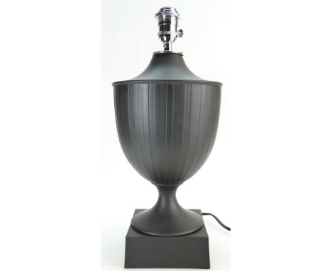 Wedgwood & Bentley black basalt striped trophy lamp, limited edition, boxed with certificate . 45cm high