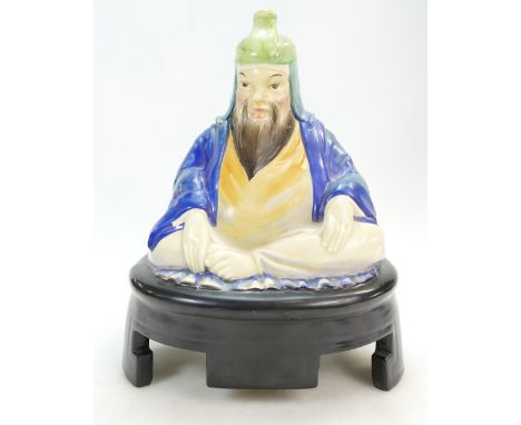 Royal Doulton speaker cover modelled as a seated Budha painted in various colours, made for Artandia Ltd, height 36cm (one ba