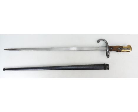 Antique 1876 French Bayonet Sword in metal scabbard, Gras Mre de Armes de St. Etienne 1876, length 66cm