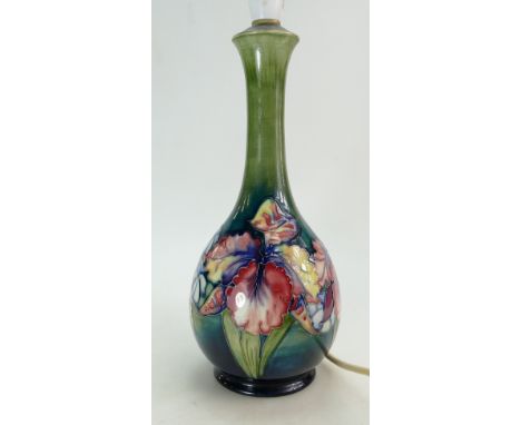 Large Orchid pattern Moorcroft Lamp - 32cm not inc. electrical fitting. Light crazing to upper neck and base.
