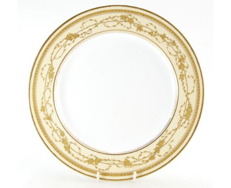 Wedgwood Prestige cabinet plate with raised gold blossom decoration on ivory ground, best quality, circa 1895, 25cm diameter 