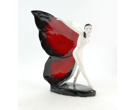 Carltonware trial figure The Butterfly Girl in Rouge Royale colours, height 23cm