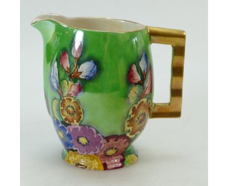 Carltonware jug decorated in the Hollyhocks design, height 14cm