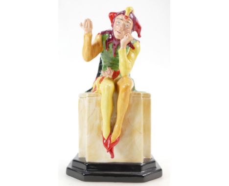 Carltonware figure The Jester, limited edition with tunic painted in yellow, green and orange colours, height 21cm