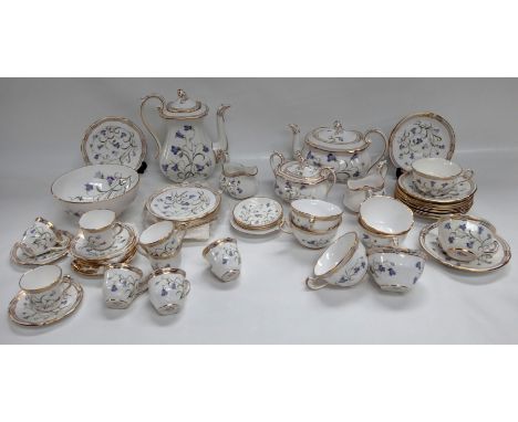 A large quantity of Spode CAMPANULA tea ware to include - large coffee pot and tea pot, slop bowl and sugar bowl with lid, 2 