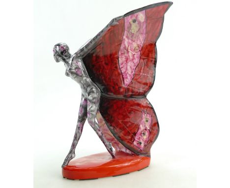 Carltonware trial figure The Butterfly girl in Rogue Royale & mottled  colours, height 23cm