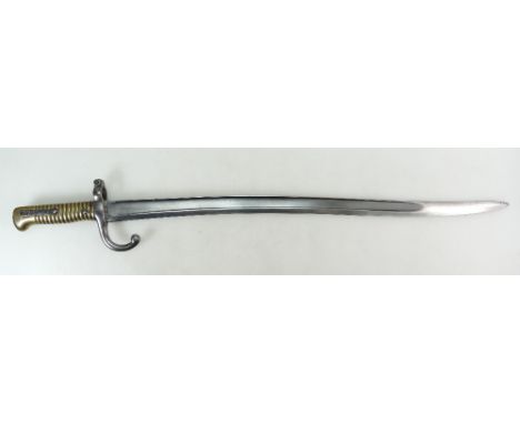 FFK-0002, Franco-Prussian War French M1866 Chassepot rifle bayonet without scabbard, impressed marks and numbers to hilt and 