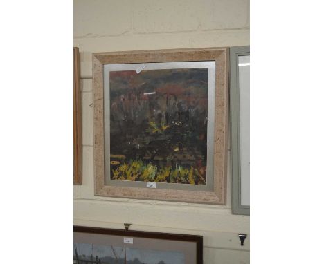 20th Century school abstract landscape study set in a light wood frame