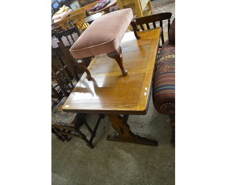 Dark Ercol drawer leaf dining table