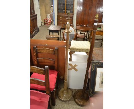 A turned hardwood standard lamp