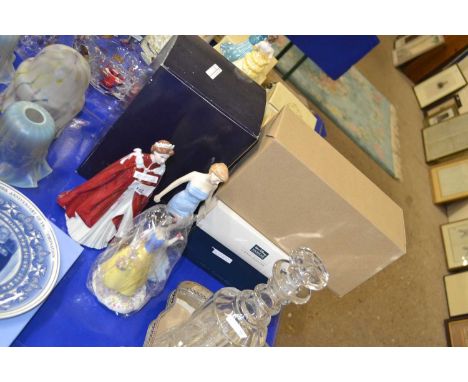 Mixed Lot: Royal Worcester figure The Queen's 80th Birthday, Royal Doulton Disney Princess and Royal Doulton Diana Princess o