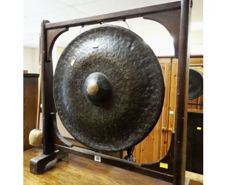 GOOD VINTAGE OAK FRAMED DINNER GONG