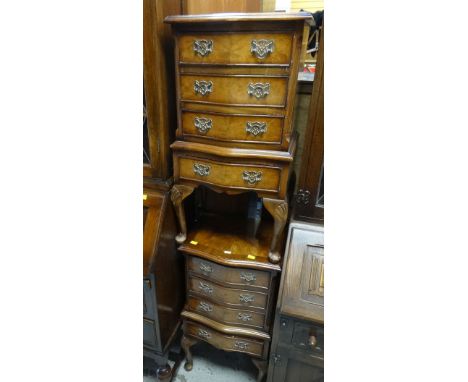 PAIR OF REPRODUCTION MAHOGANY BOW-FRONT CABINETS