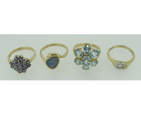 14CT GOLD STONE SET RINGS OF VARIOUS DESIGN to include opal ETC 17.2 grams (4)