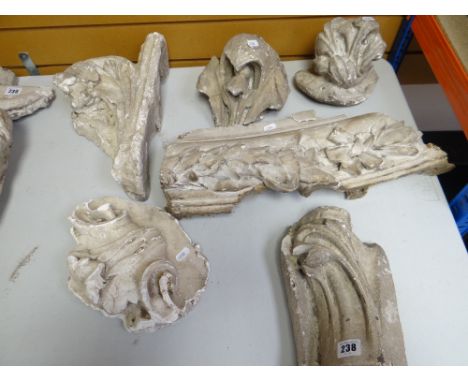 SIX VICTORIAN PLASTER MAQUETTES of various carved architectural designs, the longest 35 x 24cms Provenance:PLEASE SEE FULL PR