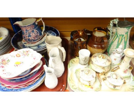 MIXED CHINA including Dart vintage dressing table set, blue and white Chinese export plate, lustre ware ETC