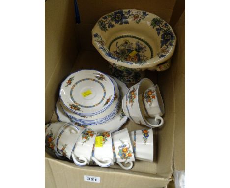 VINTAGE MYOTT &amp; SONS PART TEA SERVICE, together with a Masons ironstone pedestal bowl