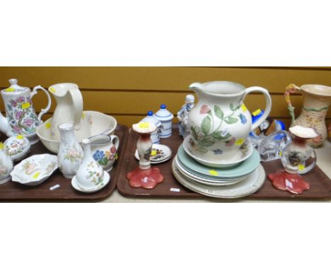 MIXED CHINA including Sandringham Fine Bone China teaware, modern Poole Pottery 'Charlotte' jug, glass paper weights ETC