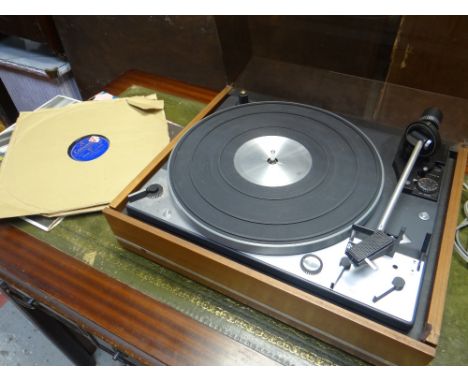 VINTAGE DUAL TURN TABLE RECORD PLAYER and small parcel of LP records