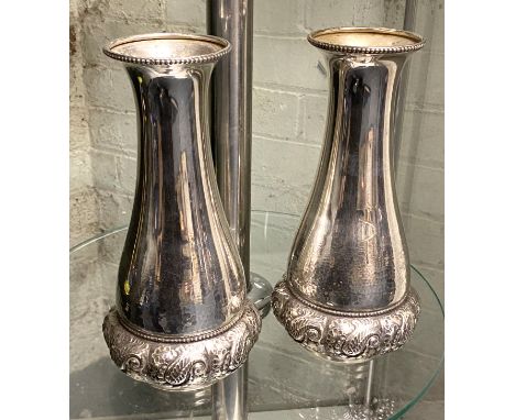 WMF PAIR OF ART SILVER PLATED VASES C1903 - 1910 25.5CMS (H) APPROX