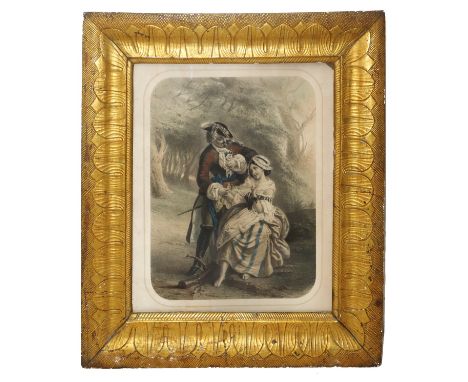 Golden leaf, silver and mixed wood frame with print, Sicily, Early 19th century internal 50 x 44 cm, external 69 x 60 cm  