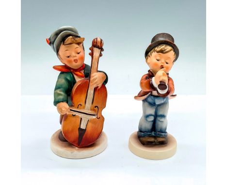 Includes Boy Playing Cello (186), and Serenade (85/0). Goebel Hummel backstamps. Boy Playing Cello: 2.5"L x 3"W x 5.25"H. Ser