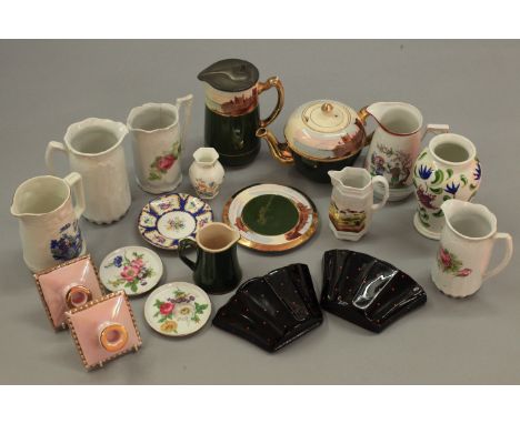 2 Trays of assorted glass and ceramics including Minton, Royal Worcester, Portmeirion, West German examples etc.