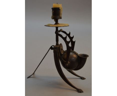 A candlestick and inkwell desk stand in the form of a snail