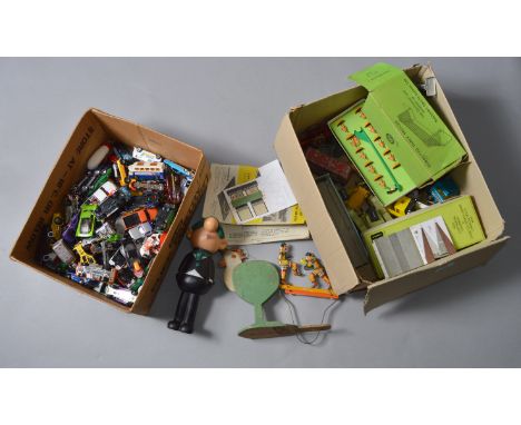 A quantity of unboxed diecast model cars together with a quantity of other toys including Subbuteo items.