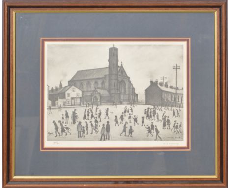 After Laurence Stephen Lowry, St Mary's Church, Beswick Offset lithograph, on wove, signed and numbered in pencil 282/500, 28