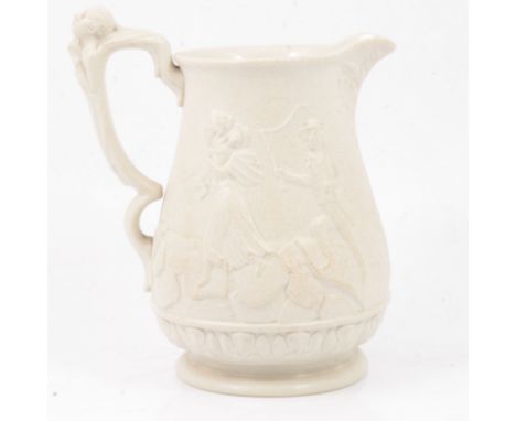 A grey-white stoneware Anti Slavery jug, Ridgway &amp; Abington, impressed mark, 21cm.Footnote: Footnote: the theme has been 