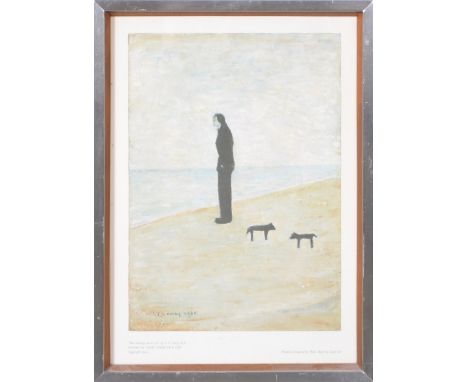 After Laurence Stephen Lowry, Man Looking out to Sea, colour print, Fine Art Trade Guild Stamp, published by Adam Collection 