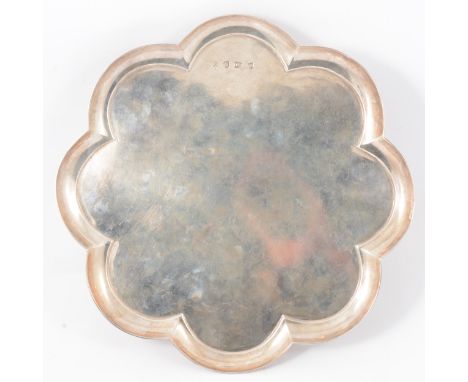 George II silver salver, possibly by William Darker, London 1727, circular lobed form, on four bracket feet, 27cm, 20oz.