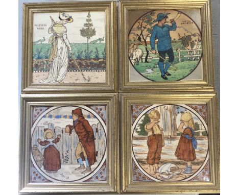 Two Victorian decorative tiles by Walter Crane for Maw &amp; Co., both 6-inch tiles, including Little Boy Blue in a roundel, 